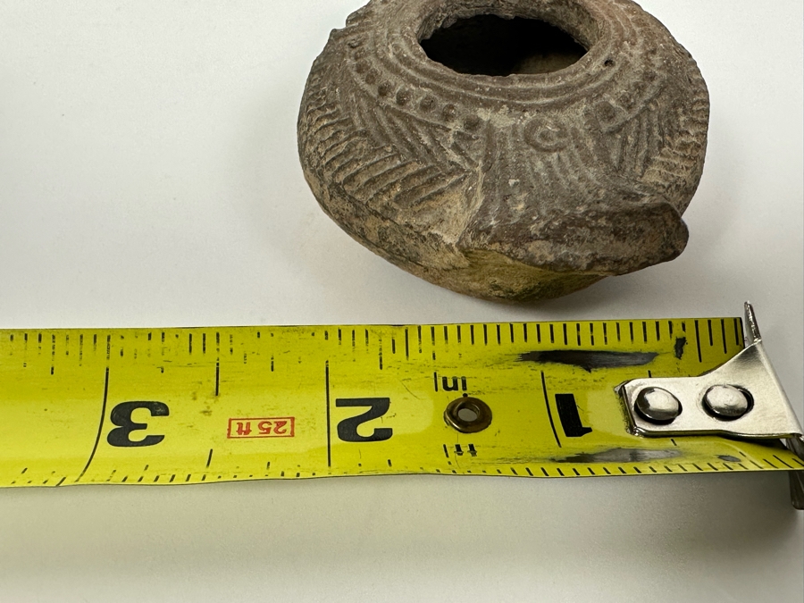 Ancient Biblical Times Clay Oil Lamp Antiquity With Ornate Design 3.5W X 2D X 1H Estimate $150-$300 [Photo 17]