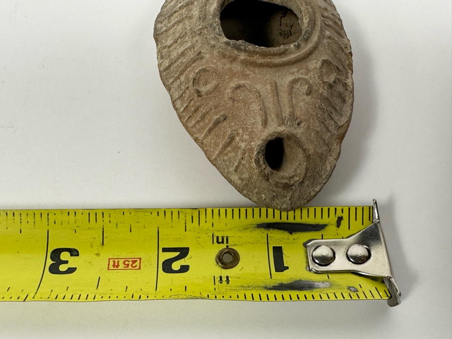 Ancient Biblical Times Clay Oil Lamp Antiquity With Ornate Design 3.5W X 1.75H Estimate $150-$300 [Photo 20]