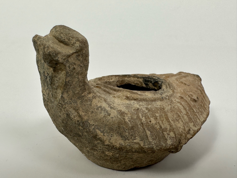 Ancient Biblical Times Clay Oil Lamp Antiquity With Ornate Design 3.5W X 1.75H Estimate $150-$300 [Photo 5]