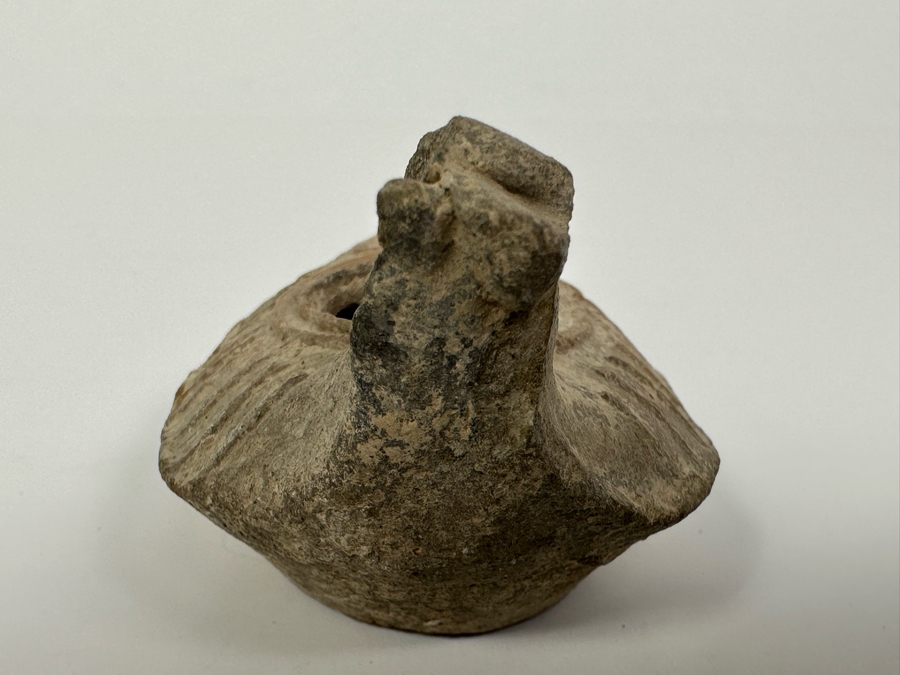Ancient Biblical Times Clay Oil Lamp Antiquity With Ornate Design 3.5W X 1.75H Estimate $150-$300 [Photo 6]