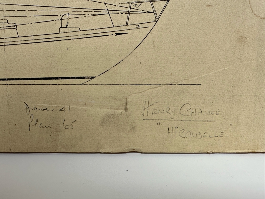 Mid-Century Blueprint Yacht Plans For The Hirondelle Yacht, Henry Chance Which Won Several Yacht Races Designed By Philip L. Rhodes Naval Architects 23 X 23 [Photo 5]