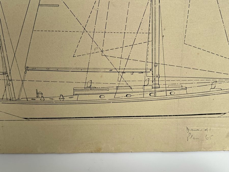 Mid-Century Blueprint Yacht Plans For The Hirondelle Yacht, Henry Chance Which Won Several Yacht Races Designed By Philip L. Rhodes Naval Architects 23 X 23 [Photo 8]