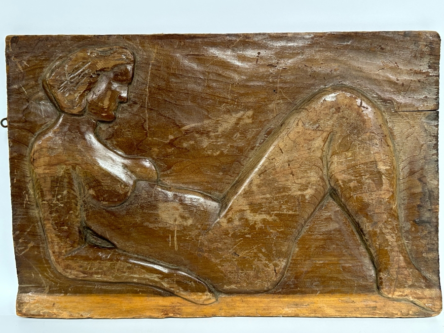 Relief Carved Wall Plaque Of Lying Woman 17.5W X 12H X .5D [Photo 5]