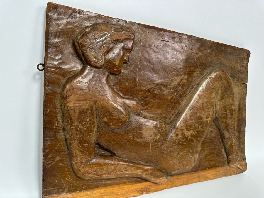 Relief Carved Wall Plaque Of Lying Woman 17.5W X 12H X .5D [Photo 8]