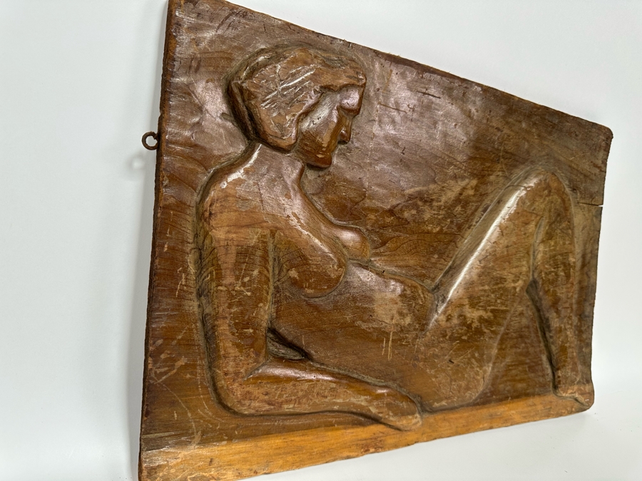 Relief Carved Wall Plaque Of Lying Woman 17.5W X 12H X .5D [Photo 9]