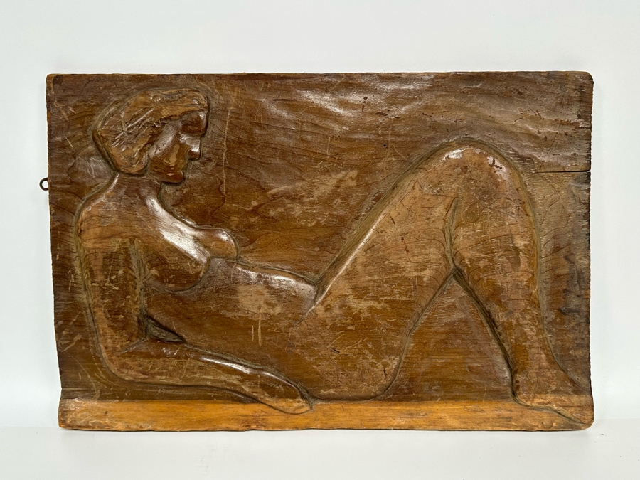 Relief Carved Wall Plaque Of Lying Woman 17.5W X 12H X .5D [Photo 4]