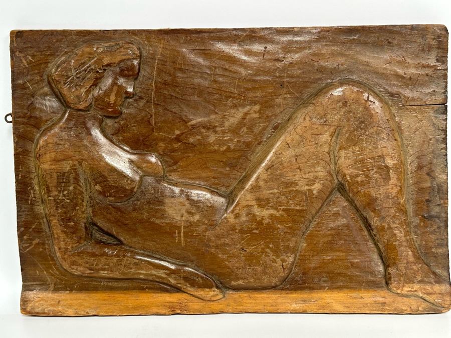 Relief Carved Wall Plaque Of Lying Woman 17.5W X 12H X .5D [Photo 7]
