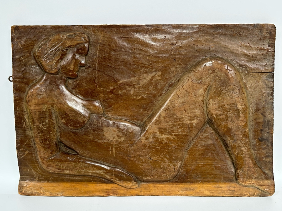 Relief Carved Wall Plaque Of Lying Woman 17.5W X 12H X .5D [Photo 2]