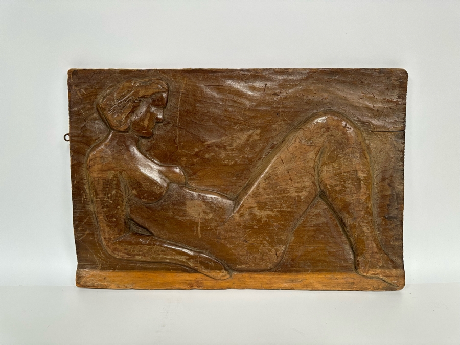 Relief Carved Wall Plaque Of Lying Woman 17.5W X 12H X .5D [Photo 3]