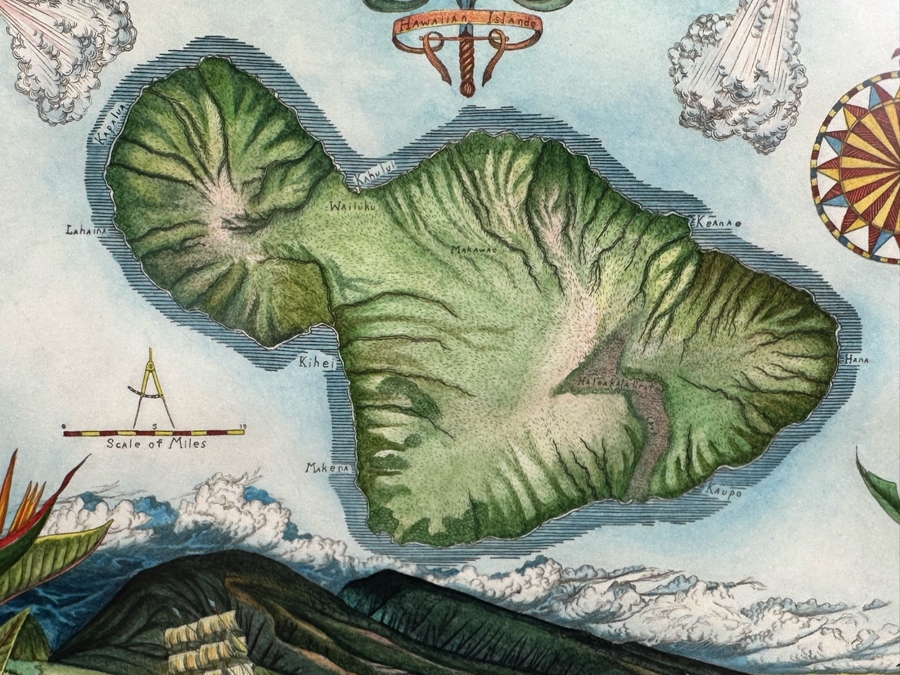 Steve Strickland Signed Limited Edition Map Of Maui Hawaii Edition 16 Of 500 10 X 8 Framed 19.5 X 18 [Photo 5]