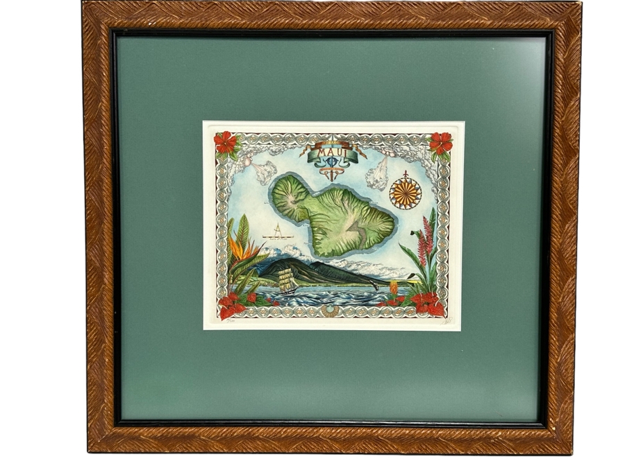 Steve Strickland Signed Limited Edition Map Of Maui Hawaii Edition 16 Of 500 10 X 8 Framed 19.5 X 18 [Photo 2]