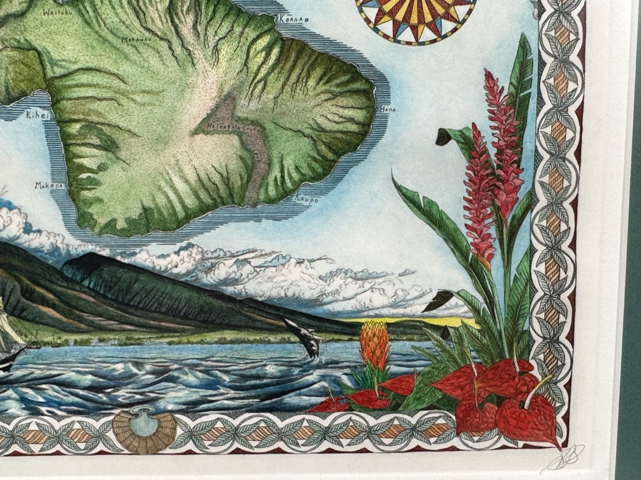 Steve Strickland Signed Limited Edition Map Of Maui Hawaii Edition 16 Of 500 10 X 8 Framed 19.5 X 18 [Photo 7]