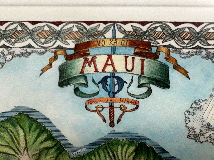 Steve Strickland Signed Limited Edition Map Of Maui Hawaii Edition 16 Of 500 10 X 8 Framed 19.5 X 18 [Photo 4]