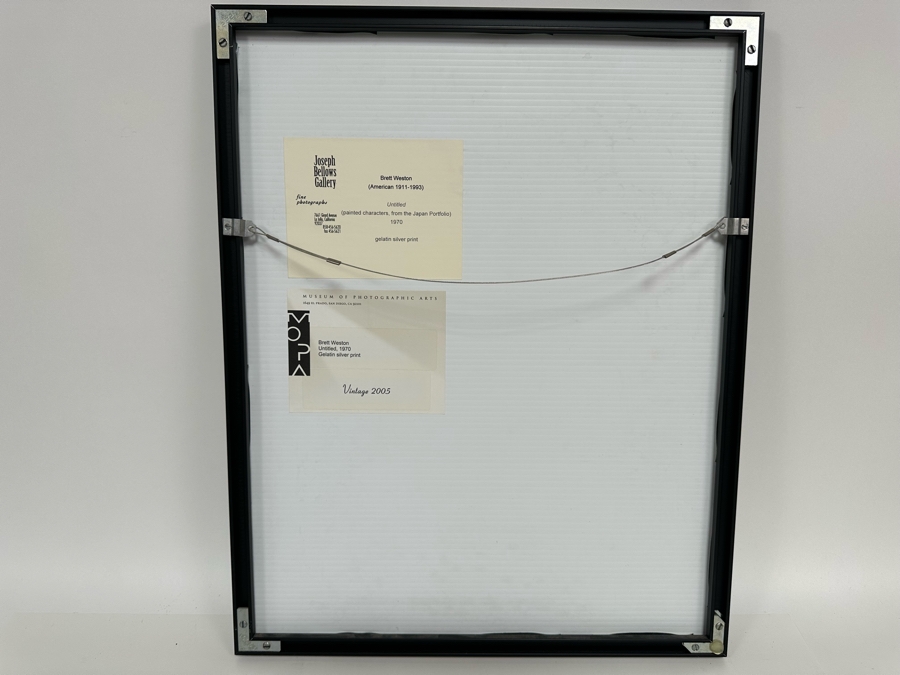 Brett Weston (1911-1993, American) Gelatin Silver Print Photograph Untitled Of Painted Characters From The Japan Portfolio 1970 Signed By Brett Weston 8 X 10 Framed 16 X 20 Estimate $2,700 [Photo 5]