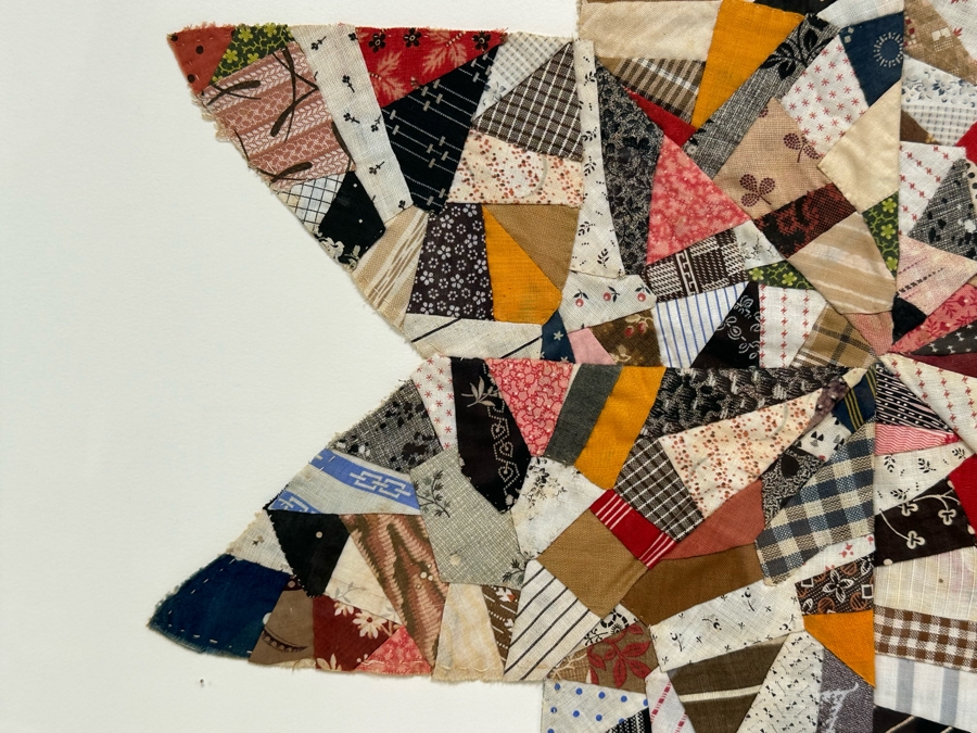 Framed Pieced Quilt Star Artwork Folk Art 23.5 X 23 [Photo 6]