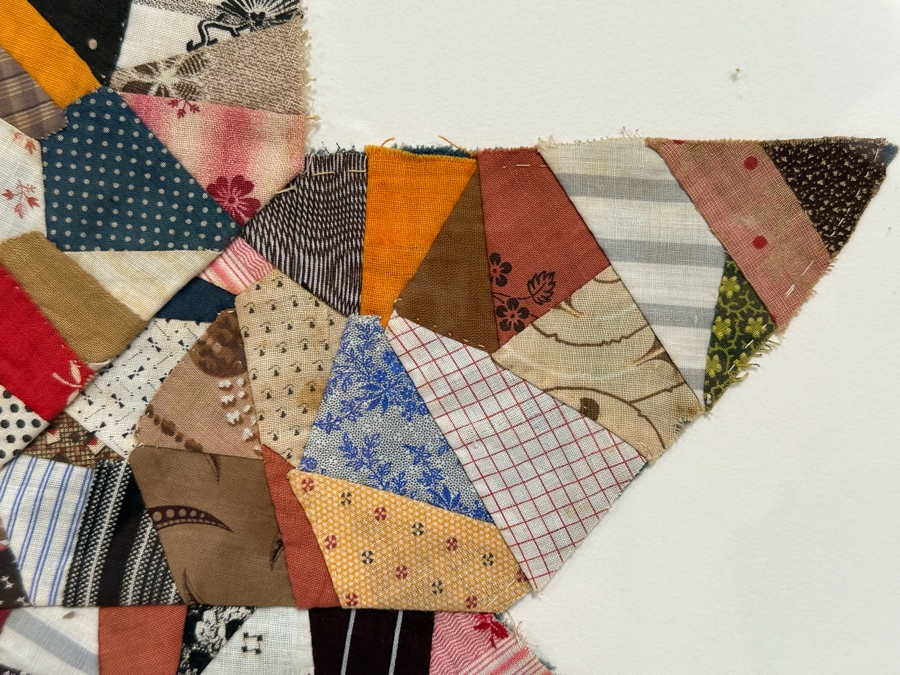 Framed Pieced Quilt Star Artwork Folk Art 23.5 X 23 [Photo 3]