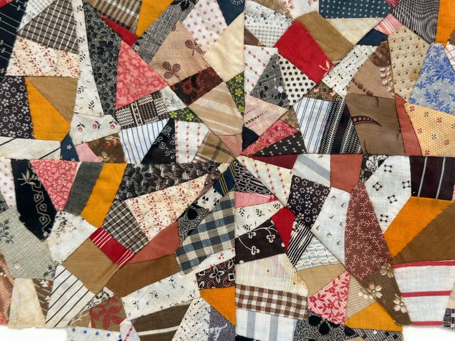 Framed Pieced Quilt Star Artwork Folk Art 23.5 X 23 [Photo 4]