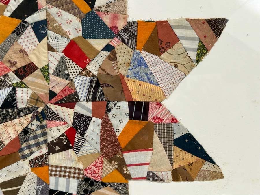 Framed Pieced Quilt Star Artwork Folk Art 23.5 X 23 [Photo 8]