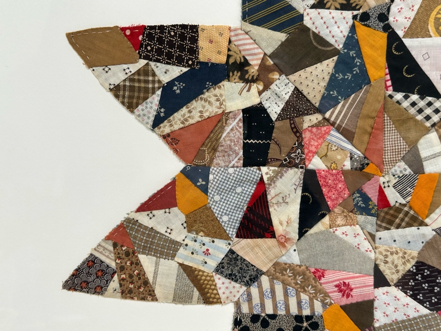 Framed Pieced Quilt Star Artwork Folk Art 23.5 X 23 [Photo 4]