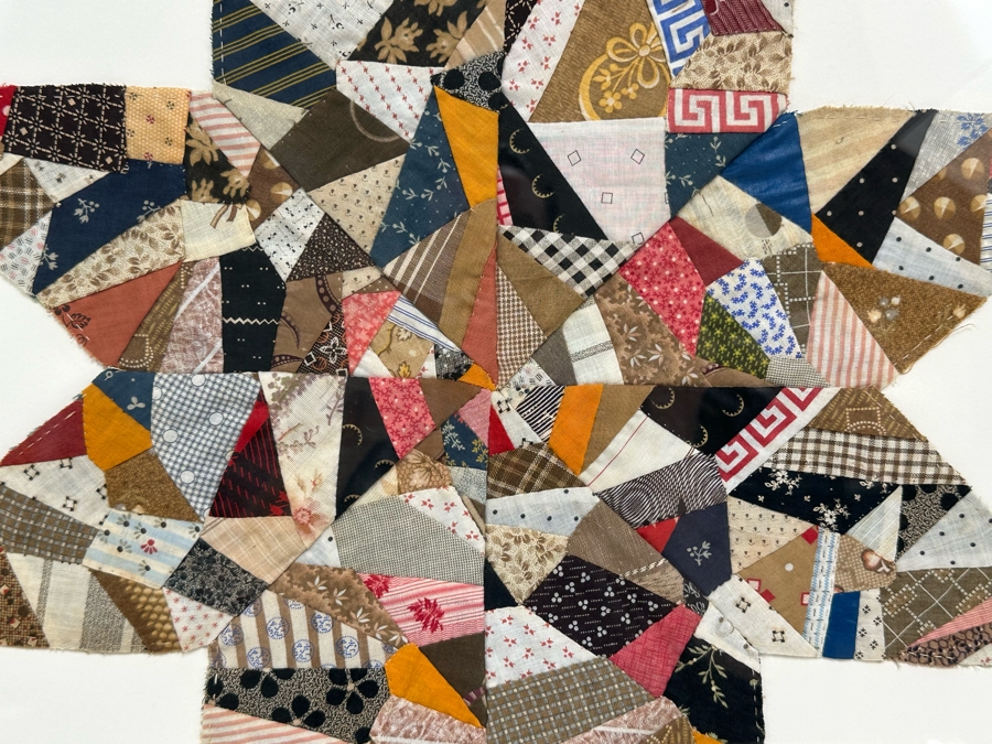 Framed Pieced Quilt Star Artwork Folk Art 23.5 X 23 [Photo 7]