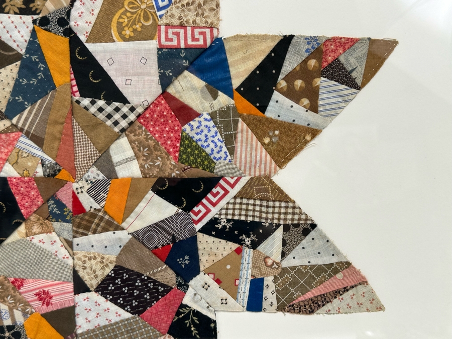 Framed Pieced Quilt Star Artwork Folk Art 23.5 X 23 [Photo 6]