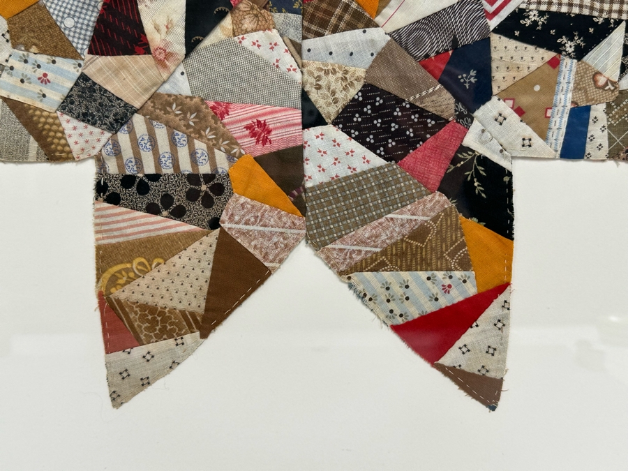 Framed Pieced Quilt Star Artwork Folk Art 23.5 X 23 [Photo 5]