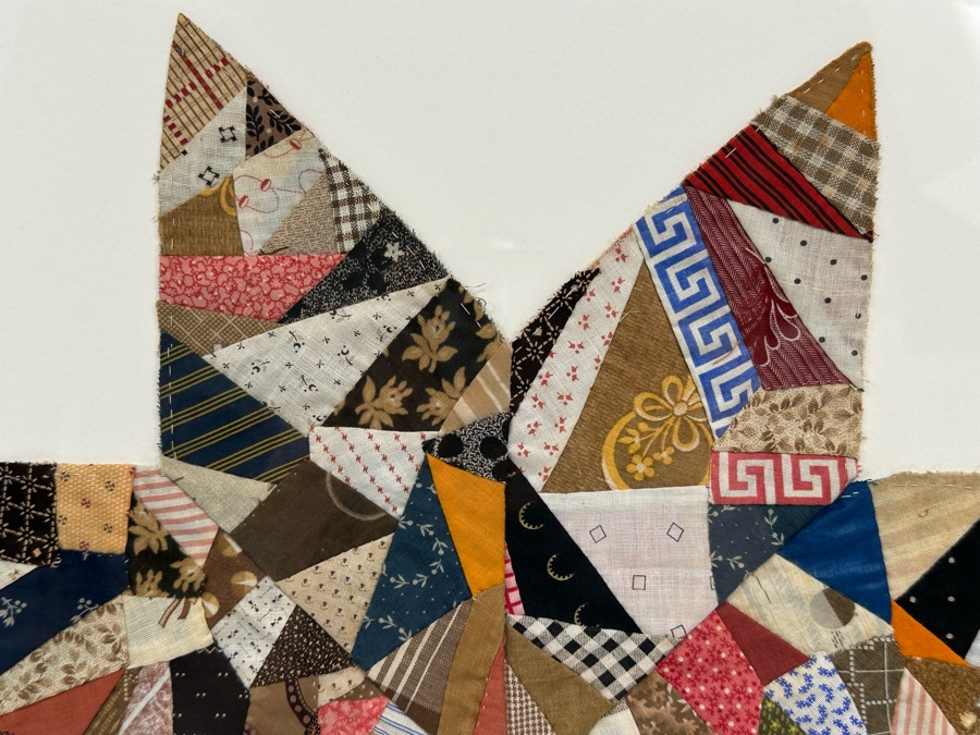 Framed Pieced Quilt Star Artwork Folk Art 23.5 X 23 [Photo 3]