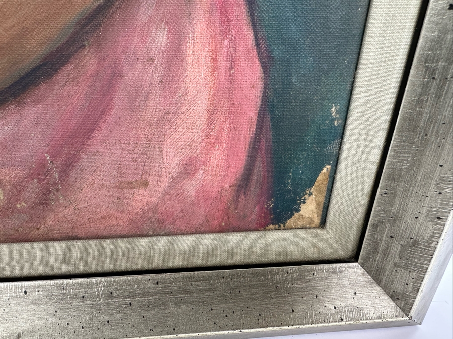 Original Portrait Painting On Canvas Signed Guber 19 X 24 Framed 25 X 29 [Photo 5]