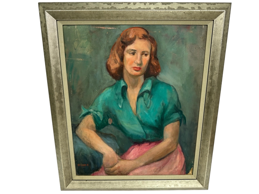 Original Portrait Painting On Canvas Signed Guber 19 X 24 Framed 25 X 29 [Photo 1]