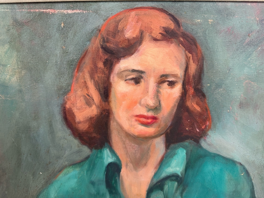 Original Portrait Painting On Canvas Signed Guber 19 X 24 Framed 25 X 29 [Photo 2]