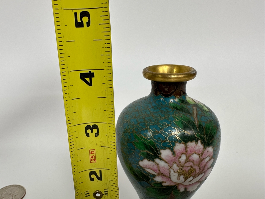 Chinese Cloisonne Lidded Jar 5W X 4.5H And Bud Vase 4H [Photo 10]