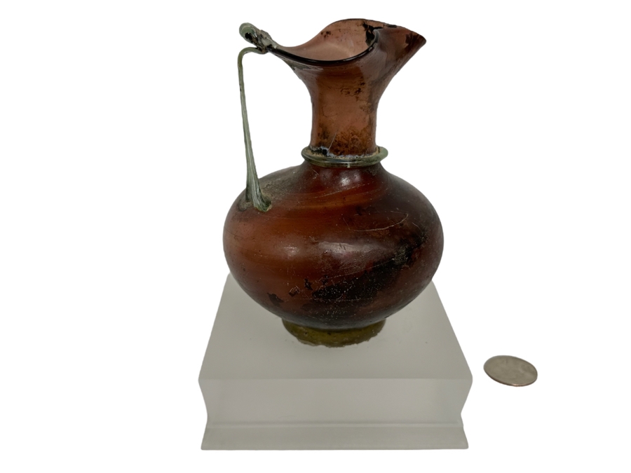Ancient Roman Glass Trefoil-Lipped Jug, 2nd-3rd Century AD 5.5H [Photo 1]