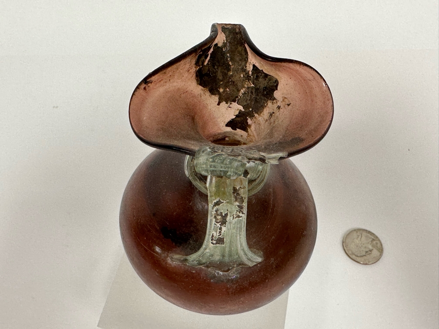 Ancient Roman Glass Trefoil-Lipped Jug, 2nd-3rd Century AD 5.5H [Photo 6]