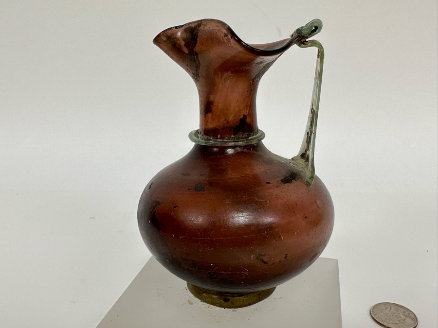 Ancient Roman Glass Trefoil-Lipped Jug, 2nd-3rd Century AD 5.5H [Photo 7]