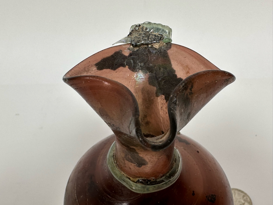 Ancient Roman Glass Trefoil-Lipped Jug, 2nd-3rd Century AD 5.5H [Photo 10]