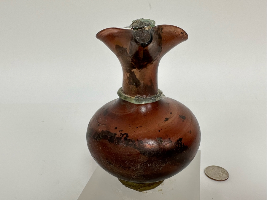 Ancient Roman Glass Trefoil-Lipped Jug, 2nd-3rd Century AD 5.5H [Photo 8]