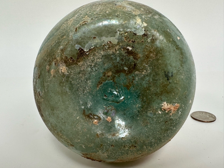 Ancient Roman Iridescent Glass Vessel Recovered Artifact 4.5W X 5H [Photo 13]