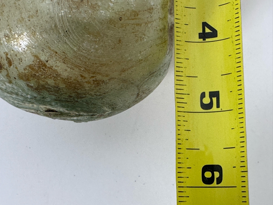 Ancient Roman Iridescent Glass Vessel Pitcher With Handle Recovered Artifact 3.5W X 5H [Photo 17]