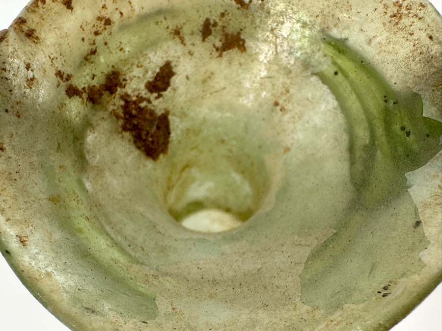 Ancient Roman Iridescent Glass Vessel Double Handle Bottle Recovered Artifact 8.5H [Photo 7]