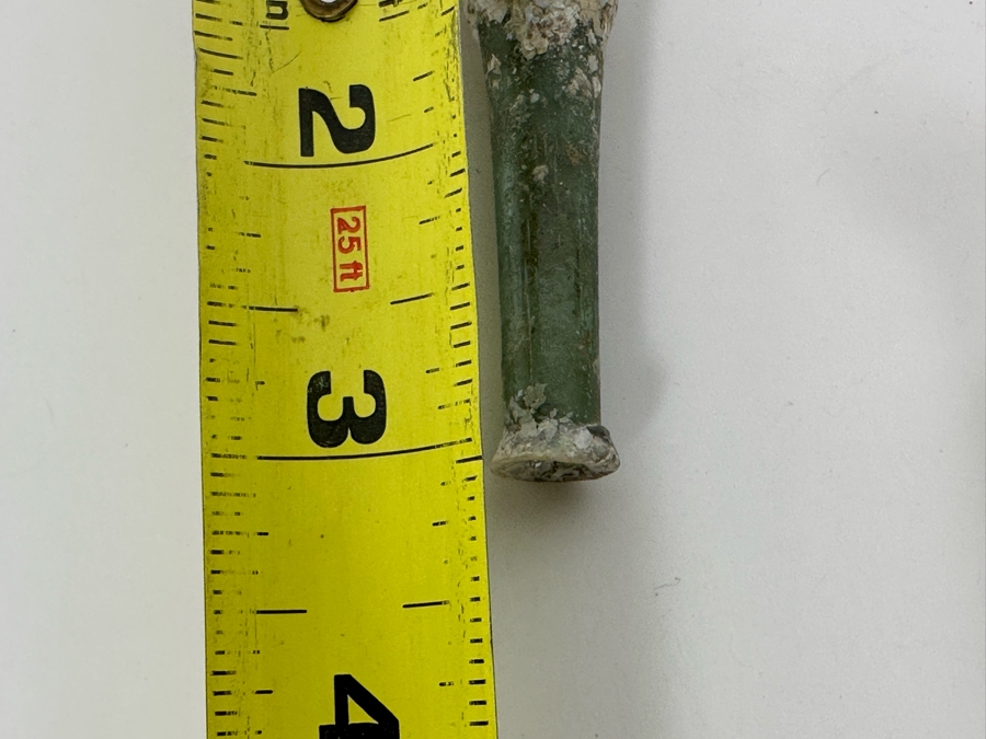 Ancient Roman Iridescent Glass Flat-Bodied Bottle With Stopper Flask Perfume Bottle Recovered Artifact 1-100AD Bottle Is 3.25W X 6H, Stopper 3L [Photo 21]