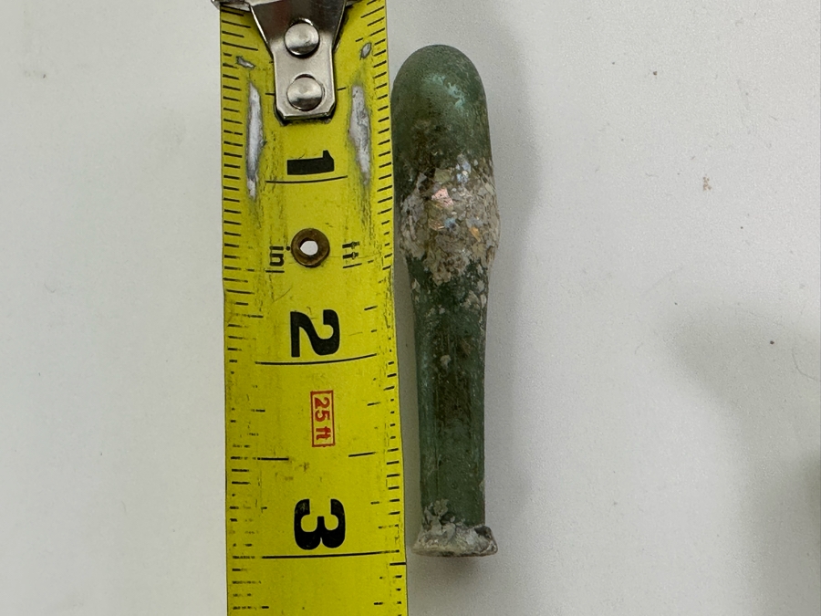 Ancient Roman Iridescent Glass Flat-Bodied Bottle With Stopper Flask Perfume Bottle Recovered Artifact 1-100AD Bottle Is 3.25W X 6H, Stopper 3L [Photo 22]