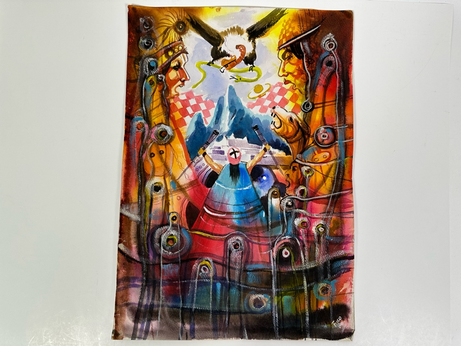 Original Painting On Paper Signed FICO 06 13.5W X 19.5H [Photo 3]