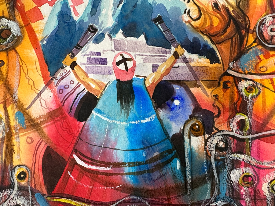 Original Painting On Paper Signed FICO 06 13.5W X 19.5H [Photo 9]