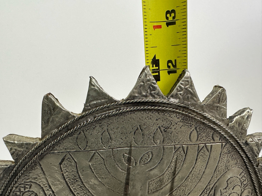 Vintage Moroccan Menorah Hanukkah Oil Lamp Featuring Hinged Doors With Lion Guardians And Ten Commandments In Arched Frieze Panel 9W X 3D X 12H [Photo 11]