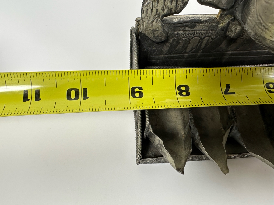 Vintage Moroccan Menorah Hanukkah Oil Lamp Featuring Hinged Doors With Lion Guardians And Ten Commandments In Arched Frieze Panel 9W X 3D X 12H [Photo 9]