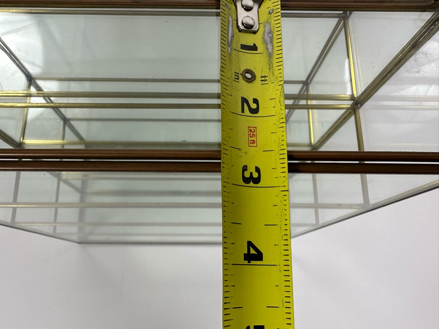 Wall Mounted Brass Curio Cabinet With Mirrored Back 10W X 3D X 12H [Photo 6]