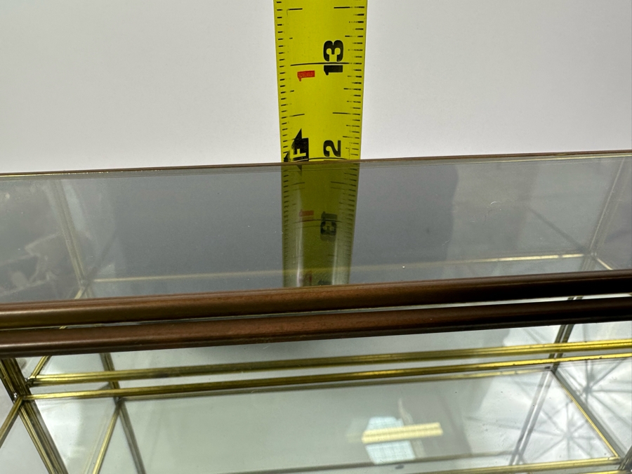 Wall Mounted Brass Curio Cabinet With Mirrored Back 10W X 3D X 12H [Photo 7]