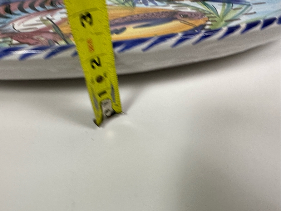 Large Vietri Italy Hand Painted Oval Ceramic Serving Platter With Fish 24W X 15D X 2 1/4H [Photo 13]