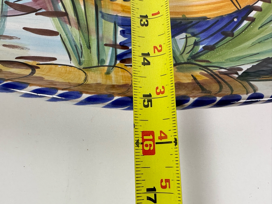 Large Vietri Italy Hand Painted Oval Ceramic Serving Platter With Fish 24W X 15D X 2 1/4H [Photo 11]