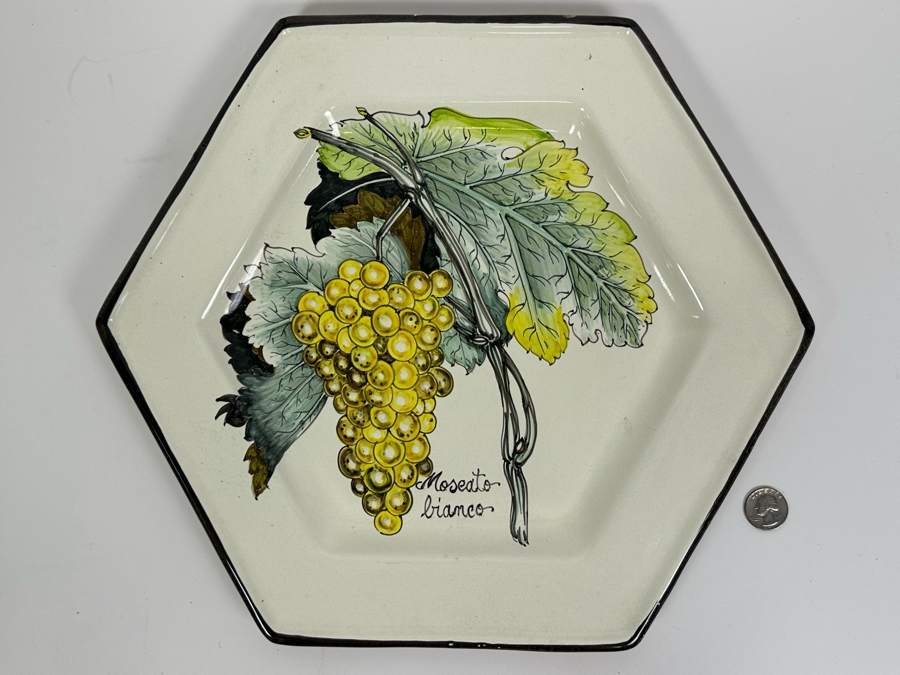 Angela Zei San Gimignano Italy Hand Painted Plate Signed 15.5W X 13.5D [Photo 3]